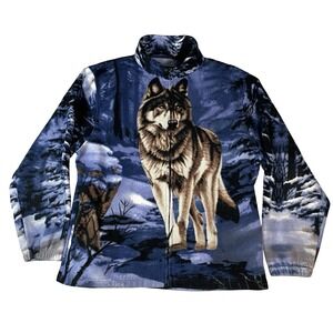Vtg Wolf Fleece Full Zip Jacket Mens XL Trail Crest Made In USA‎ 90s Outdoors